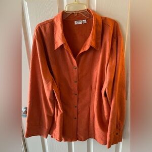 Cato Rust-Orange Button Front Shirt Size 26/28, Long Sleeves